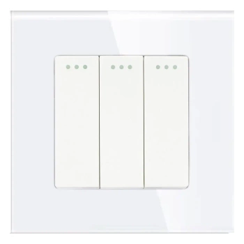 Włącznik światła szklany potrójny - biały - Tawoia Glass
