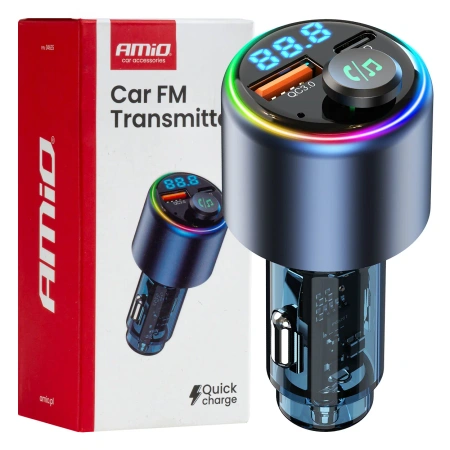 Transmiter FM + USB-A + USB-C, AMIO-04655