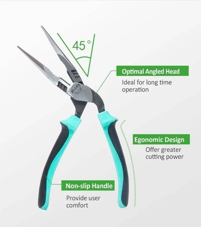 Szczypce PM-943 wygięte 45° obcinaczki Cu 2.6mm/stal 2mm Proskit