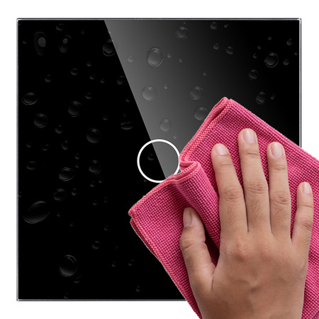 Włącznik dotykowy szklany pojedynczy 600W - czarny - Tawoia Glass