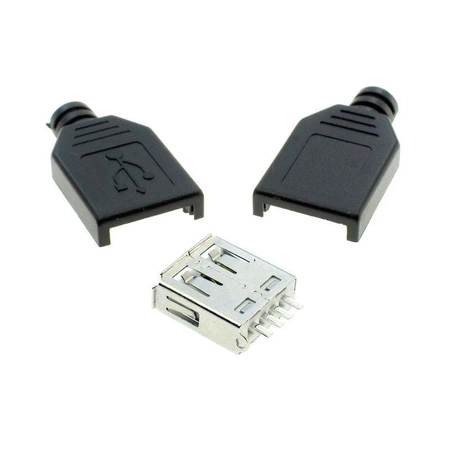 Gniazdo USB A, do montażu na przewodzie, z osłoną