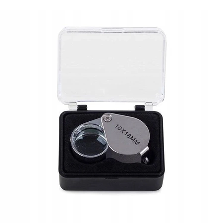 Składana lupa kieszonkowa, jubilerska 10x 18mm STAL