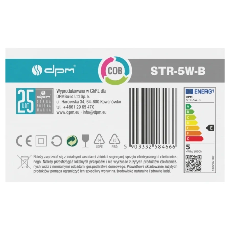 Reflektor szynowy LED 5W, 497lm, 4100K, czarny