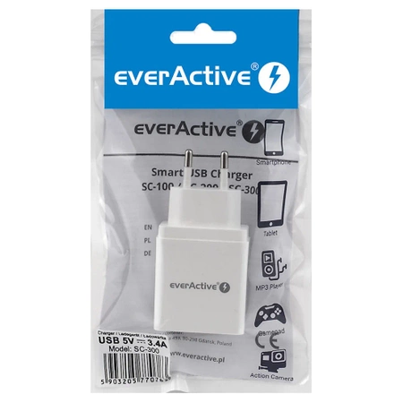 Ładowarka USB 3.4A, ładowarka sieciowa iQ Smart Charging, everActive SC300