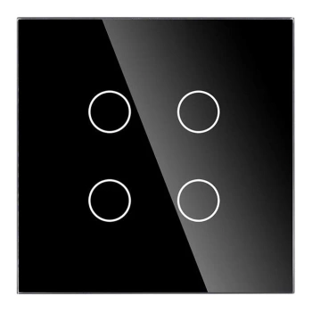 Włącznik dotykowy szklany poczwórny 600W - sterowanie WiFi + Bluetooth - czarny - Tawoia Smart Home