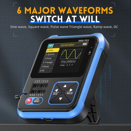 Oscyloskop 500kHz; Tester elementów; Generator sygnału DDS, FNIRSI DSO-TC3