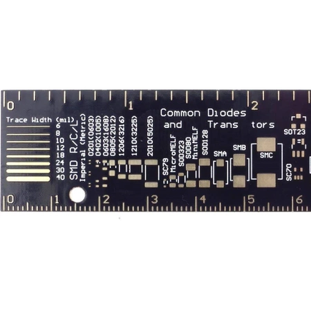 Linijka wzorcowa elementów SMD - 15x2.5cm - do warsztatu elektronika
