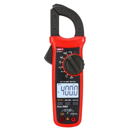 Miernik cęgowy Uni-T UT-201+, 400 A AC, szczęki 28 mm, True RMS, NCV