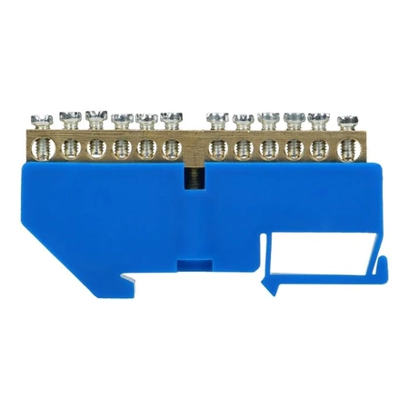 Listwa zaciskowa dla neutralny N, 12 przewodów, szyna DIN, niebieska, ORNO 8204