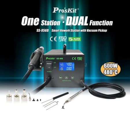 Stacja lutownicza hotair 600W + chwytak podciśnieniowy SMD, SS-956B Proskit