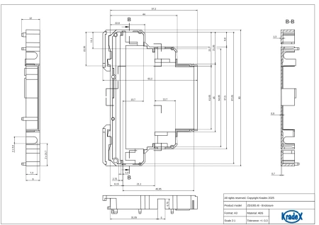 Obudowa modułowa na szynę DIN ZD1001J-B, 90 × 18 × 65 mm, ABS, szara, Kradex
