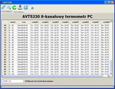 Rejestrator temperatury 8-kanałowy USB z 2 czujnikami DS18B20 - KIT AVT 5330