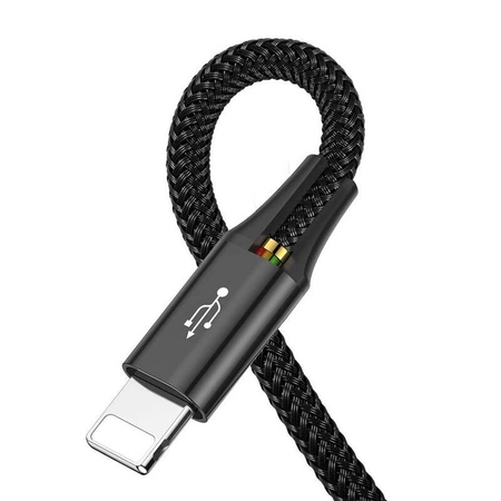 Kabel Lightning - USB 4w1: 2x USB-C, micro USB, 3.5A, nylonowy oplot, 1.2m czarny, CA1T4-B01