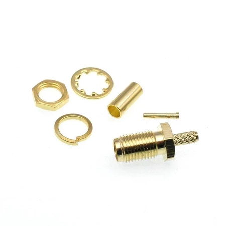 Gniazdo SMA zaciskane na kabel, złote