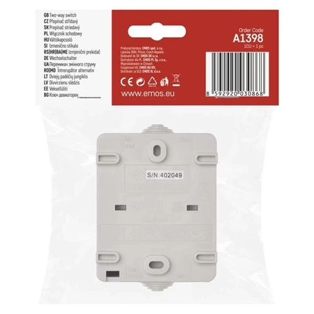 Włącznik światła schodowy IP54, montaż natynkowy, kolor czarny, EMOS A1398