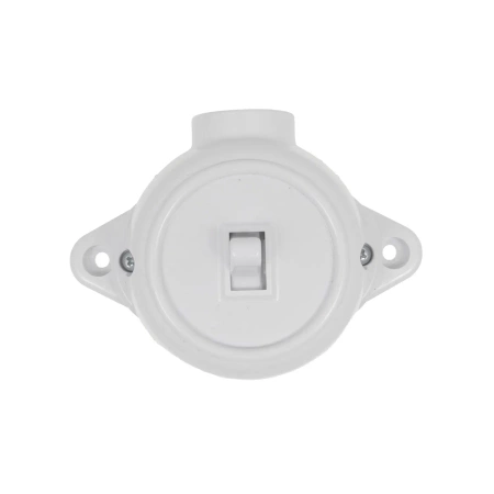 Włącznik światła pojedynczy, montaż natynkowy, kolor biały, seria Retro PRL