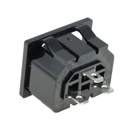 Gniazdo zasilania IEC żeńskie, zatrzaski