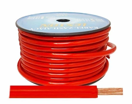 Przewód zasilający Car Audio 4 Ga, średnica 10 mm, czerwony, 1 mb