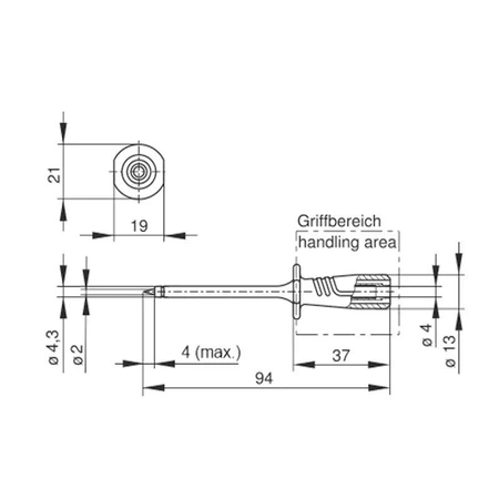 Sonda probiercza 98mm bezpieczna z gniazdem 4mm, 1000V kat. III, czarna