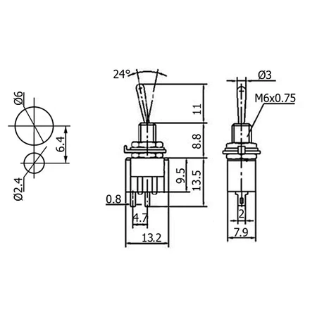 Włącznik ON-OFF MTS-101 SPST 2P pojedynczy