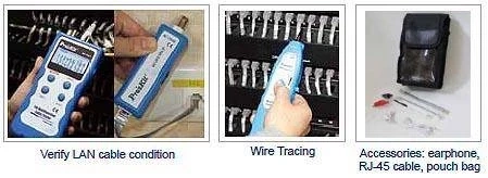 Tester LAN RJ45, RJ11, BNC, USB, IEEE1394, szukacz par, Proskit MT-7059