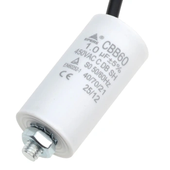 Kondensator rozruchowy do silnika 1µF 450VAC, CBB60, przewody 15 cm, Ø30 × 58 mm, EPERS
