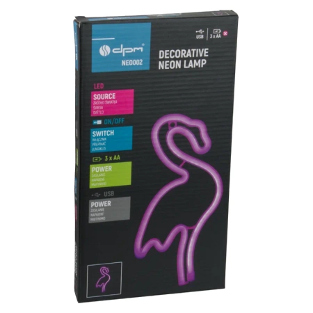 Neon LED "flaming", dekoracja LED 15x28,5cm zasilanie z baterii lub USB