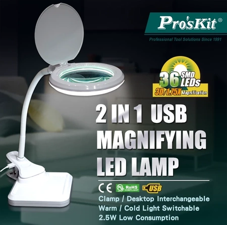 Lupa stołowa z podświetlaniem MA-1010U LED 5V/2.5W USB Proskit