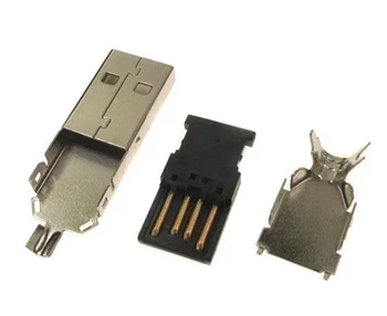 Wtyk USB A, do montażu na przewodzie, obudowa metalowa