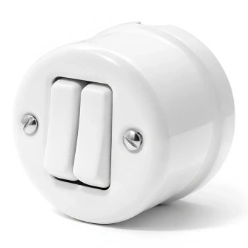 Natynkowy włącznik podwójny biały Ceramic Loft