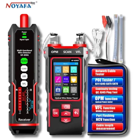 Profesjonalny tester kabli Ethernet i światłowodowych z funkcjami VFL, OPM, PoE oraz zaawansowaną diagnostyką NOYAFA NF-859GT