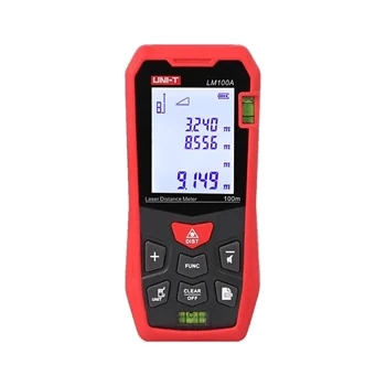 Dalmierz laserowy Uni-T LM100A, zasięg 100 m, elektroniczna poziomica, pamięć 99 pomiarów