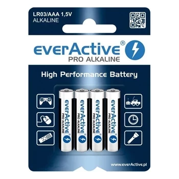 Bateria R3 (AAA) alkaliczna 1250mAh, everActive Pro 4szt - blister