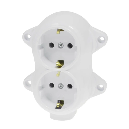 Gniazdo elektryczne Schuko podwójne, montaż natynkowy, kolor biały, seria Retro PRL