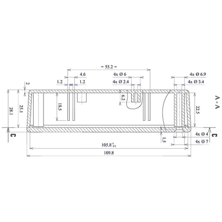 Obudowa uniwersalna Z76, 59,5 × 109 × 28 mm, ABS, czarna, z panelami bocznymi, Kradex