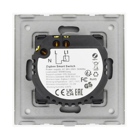 Włącznik dotykowy szklany pojedynczy 600W - sterowanie ZigBee - biały - Tawoia Smart Home