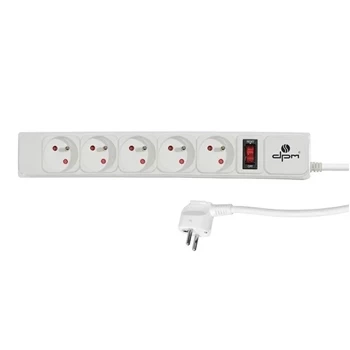 Listwa zasilająca 5 gniazd, włącznik, 3m, 10A, 2300W, 3G1, filtr przeciwprzepięciowy, biała