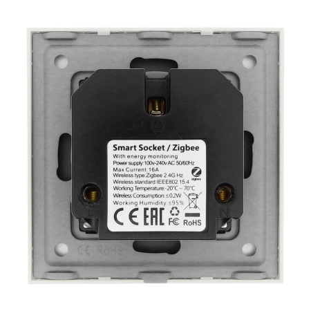 Gniazdko Smart z pomiarem energii (watomierz) ZigBee - białe podtynkowe z ramką szklaną - TAWOIA Smart Home