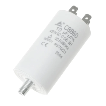 Kondensator rozruchowy do silnika 10µF 450VAC, CBB60, 4 konektory, Ø35 × 65 mm, EPERS