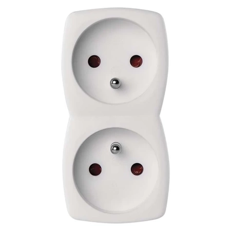 Rozgałęźnik sieciowy 230V, 2 gniazda, 10A, biały, EMOS P0028