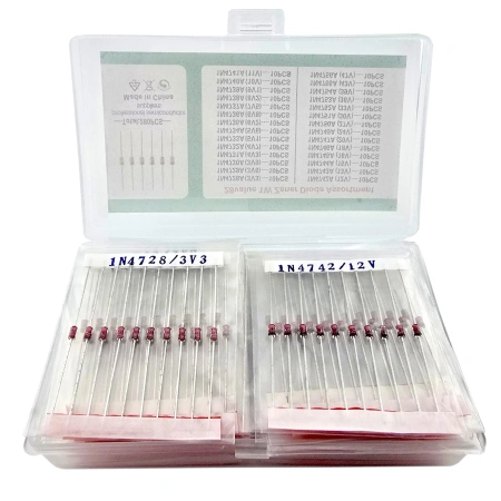 Zestaw diod Zenera 280 szt., 1 W, 3,3-47 V, 28 wartości w organizerze