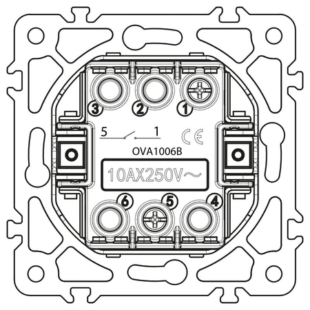 Włącznik pojedynczy, okrągły, czarny, podtynkowy, moduł bez ramki, 10 A, OVAL