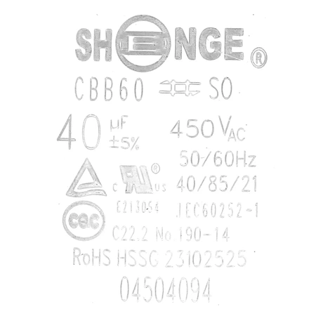 Kondensator rozruchowy do silnika 40µF 450VAC, CBB60, przewody, Ø45 × 98 mm
