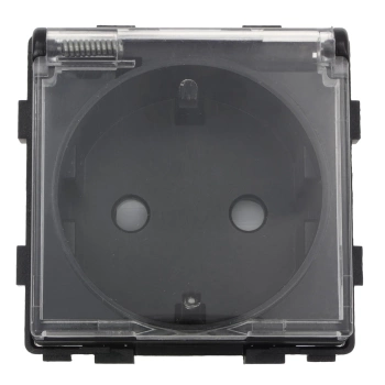 Moduł - Gniazdo elektryczne Schuko IP44 z klapką - czarny - Tawoia Glass