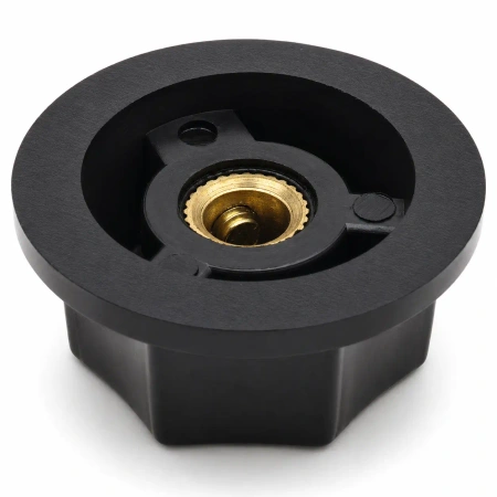 Gałka z kołnierzem do potencjometru na oś 6mm - 26x16mm - z bakelitu, czarna - GBS26