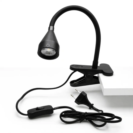 Lampka LED z klipsem i regulacją jasności, 4 W, 320 lm, 4000 K, czarna