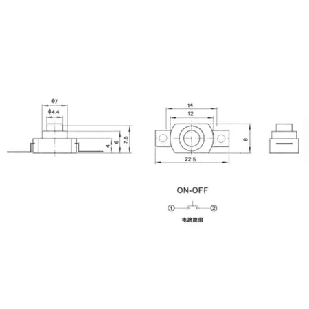 Przełącznik bistabilny ON/OFF 1A, 30V biały (przełącznik latarkowy) 22.5mm