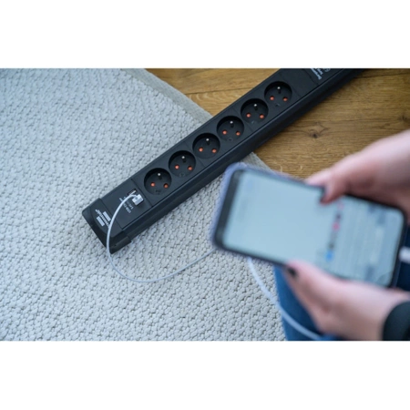 Listwa przeciwprzepięciowa PREMIUM-LINE 60kA, 8 gniazd + 2x USB, 3m, 3G1.5, czarny