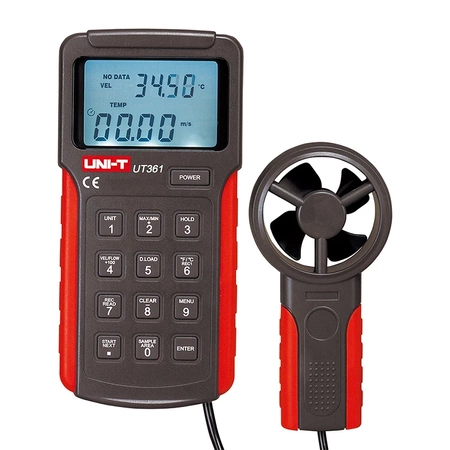 Anemometr Uni-T UT-361, 2-30 m/s, przepływ CMM i CFM, temperatura