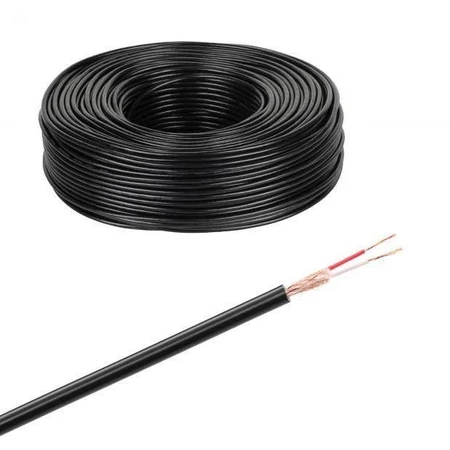 Przewód mikrofonowy stereo, 2 żyły + ekran, średnica 4 mm, czarny, Azusa, 1 mb